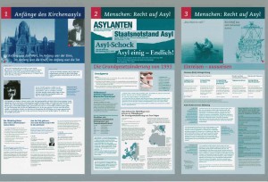 Die ersten drei Fahnen der Ausstellung