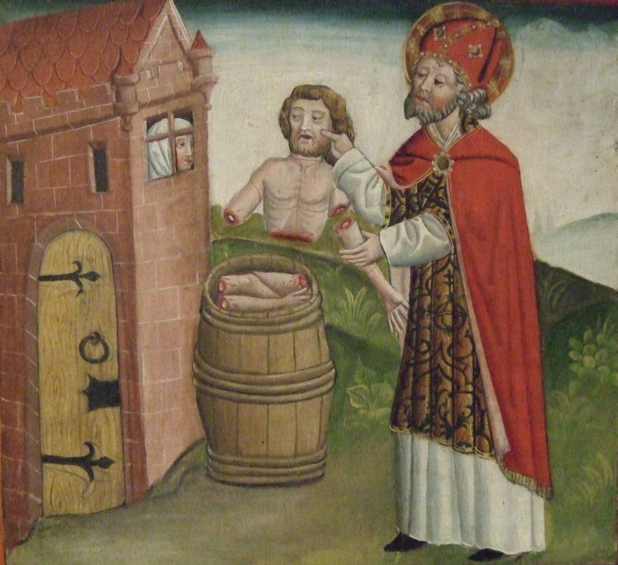 nikolausmyrapoekelmenschenwunder Altartafel in der Kirche St. Mariae in Mühlhausen in Thüringen
